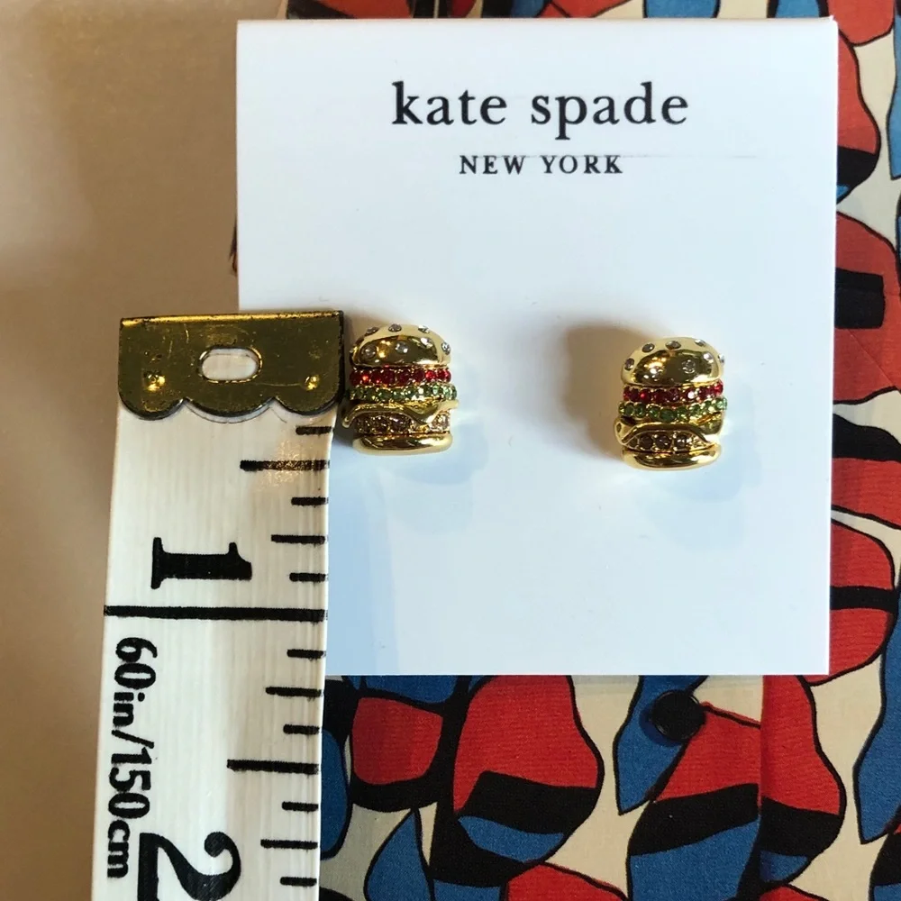 Authentic Kate Spade New on card hamburger stud earrings.